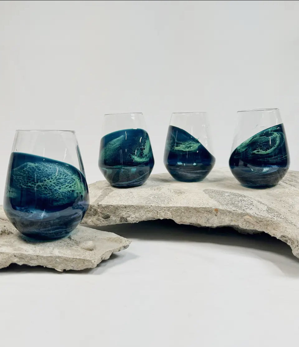 Verre vendu ensemble de deux|Aurore Boréale